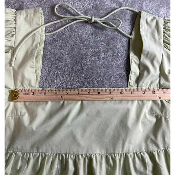Abercrombie & Fitch Puff Sleeve Square Neck Tie Back Babydoll Top M Green Y2K - Picture 3 of 9